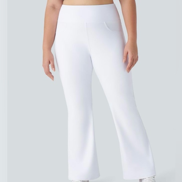 HALARA Pants - 65. Halara High Waisted Back Pocket Flare Yoga Leggings in White